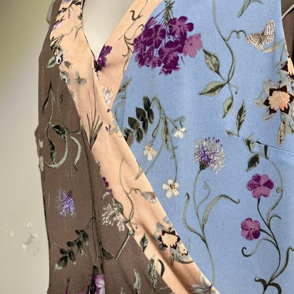 C Est 1946 Slip Dress Blue Floral Sleeveless Womdn's Size XL Wrap Front - Picture 6 of 12